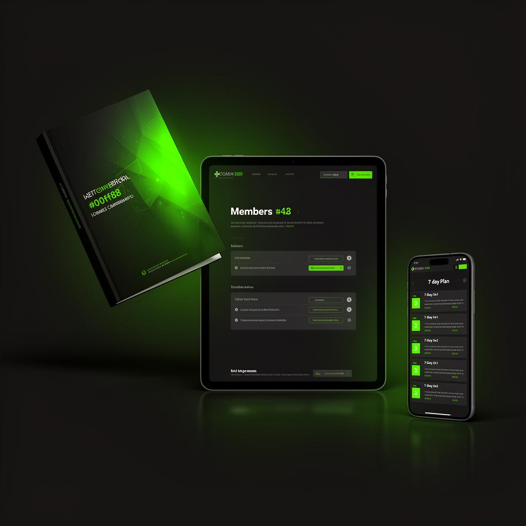 Mockup do produto: ebook, área de membros e plano de 7 dias