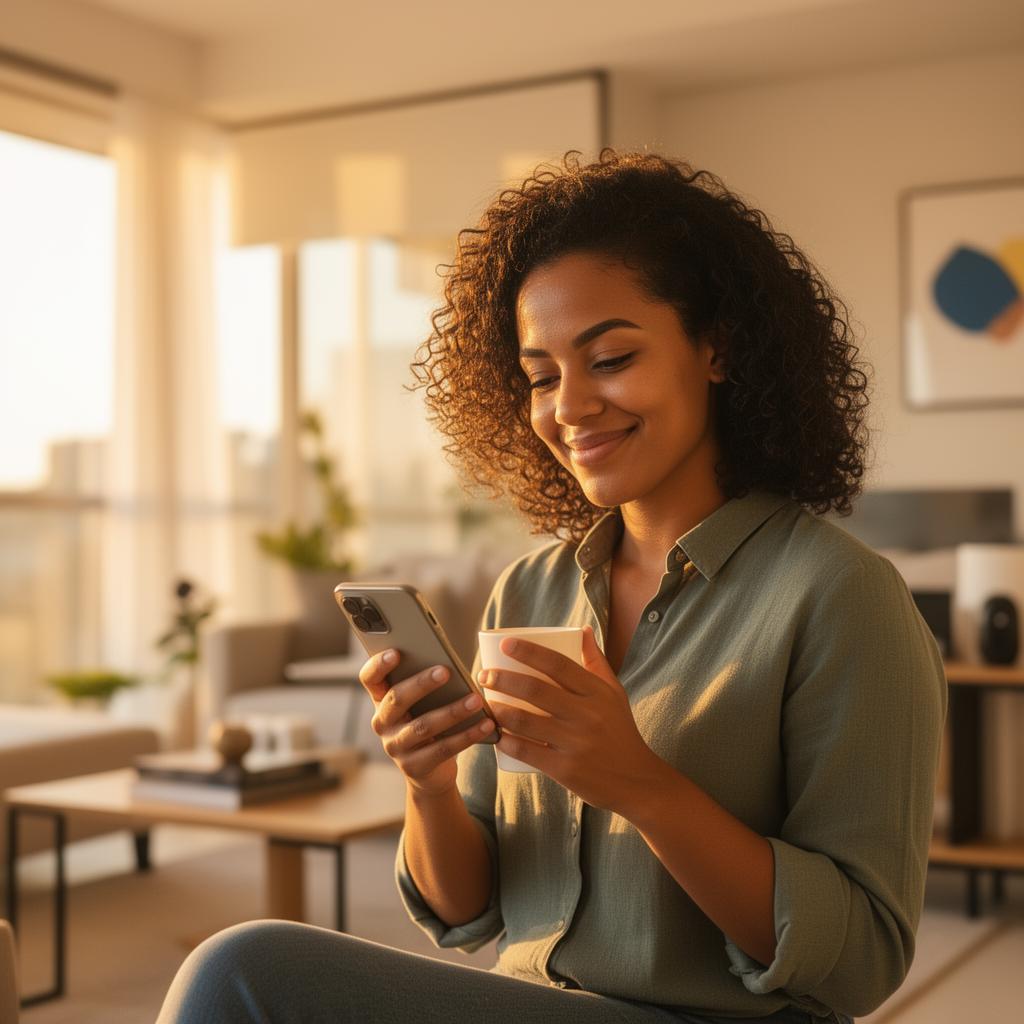 Pessoa relaxada e confiante após primeira venda online